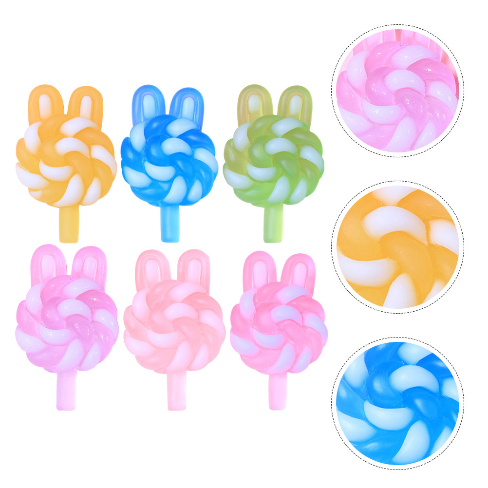 Resin Art Handmade - 24Pcs Cute Cartoon Lollipop Charms Rabbit