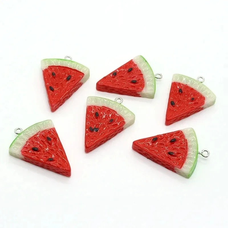 Resin Art Earrings - 10Pcs Double Sided Triangle Watermelon Resin