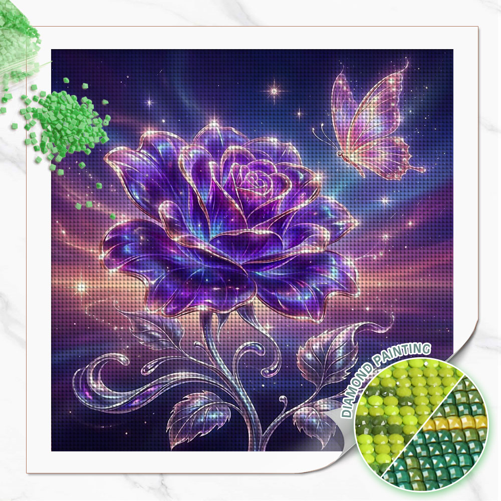Resin Art With Rose - Huacan Full Square Round Diamond Painting