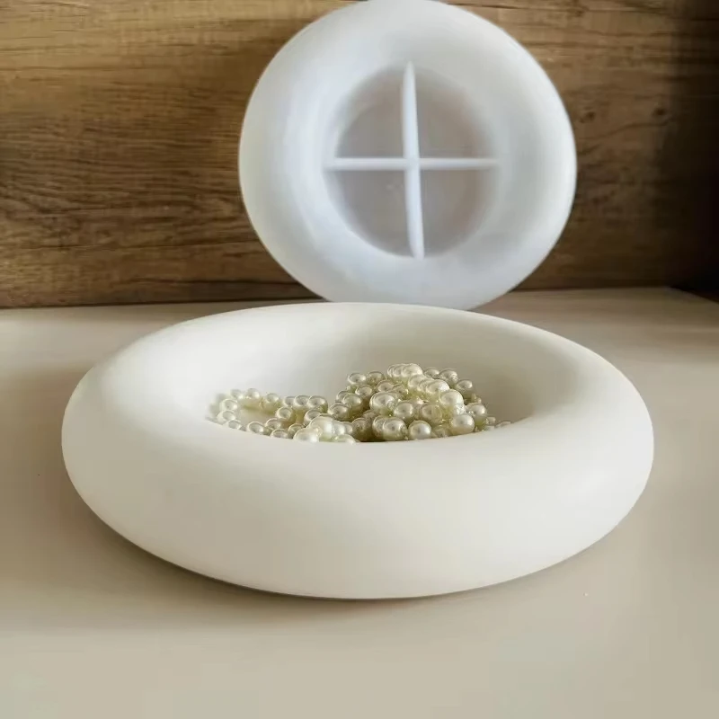 Tray Mold Rectangle - Big Round Tray Cement Silicone Mold