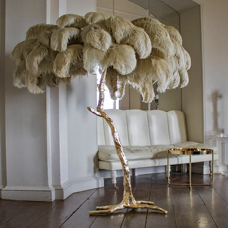 Resin Art Floor - Modern Led Ostrich Feather Floor Lamps