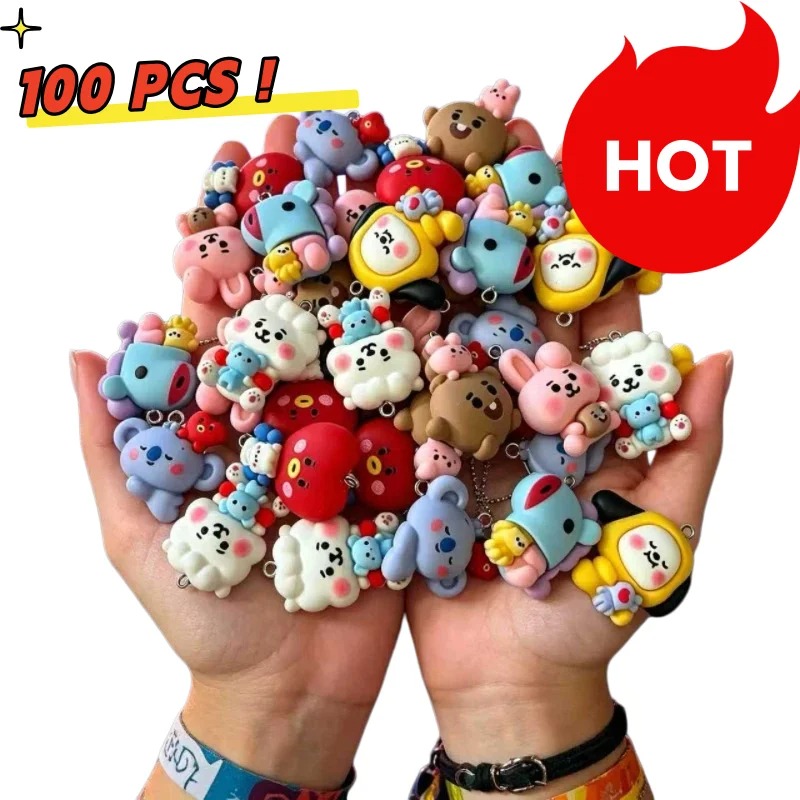 Resin Art Earrings - 7pcs BT21 Resin Cartoon Charm DIY