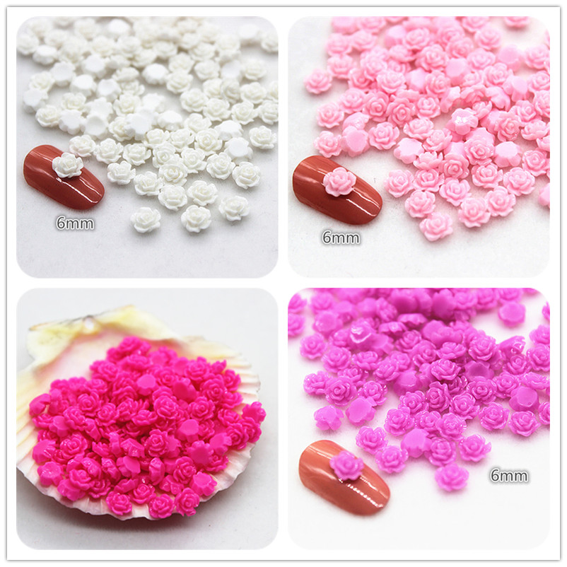 Resin Art With Rose - 100pcs 6mm Resin Mini Rose Flower