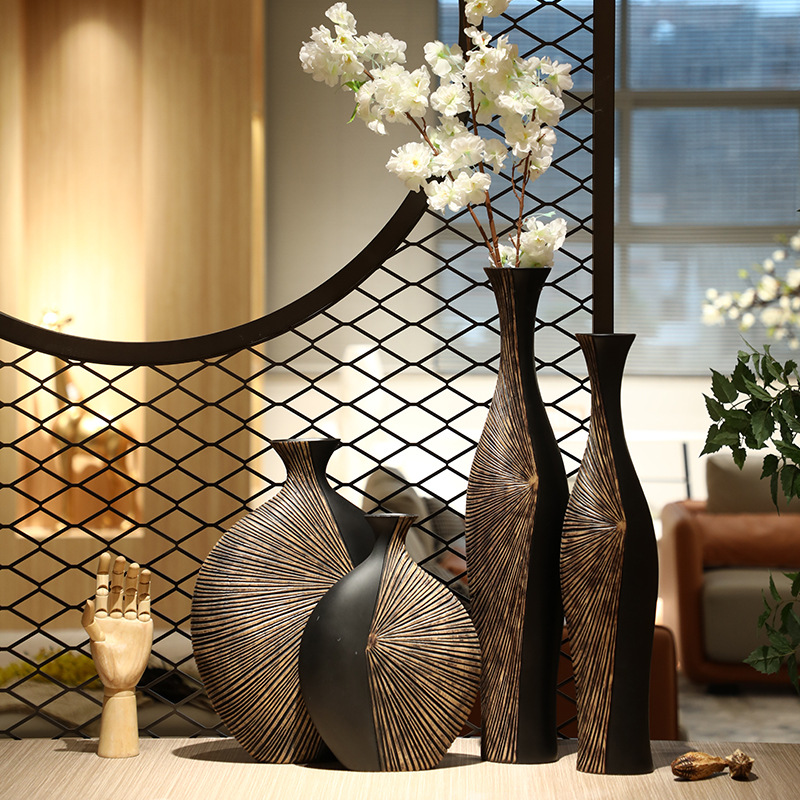 Resin Art Floor - Retro Tall Resin Floor Vase, Elegant