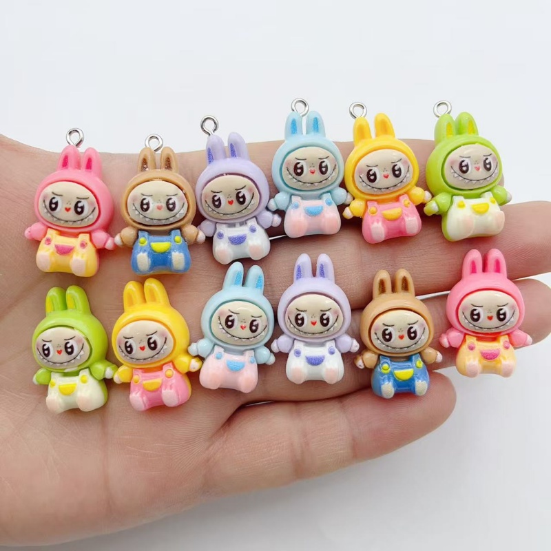 Resin Art Earrings - 10Pcs Kawaii Rabbit Strawberry House Resin