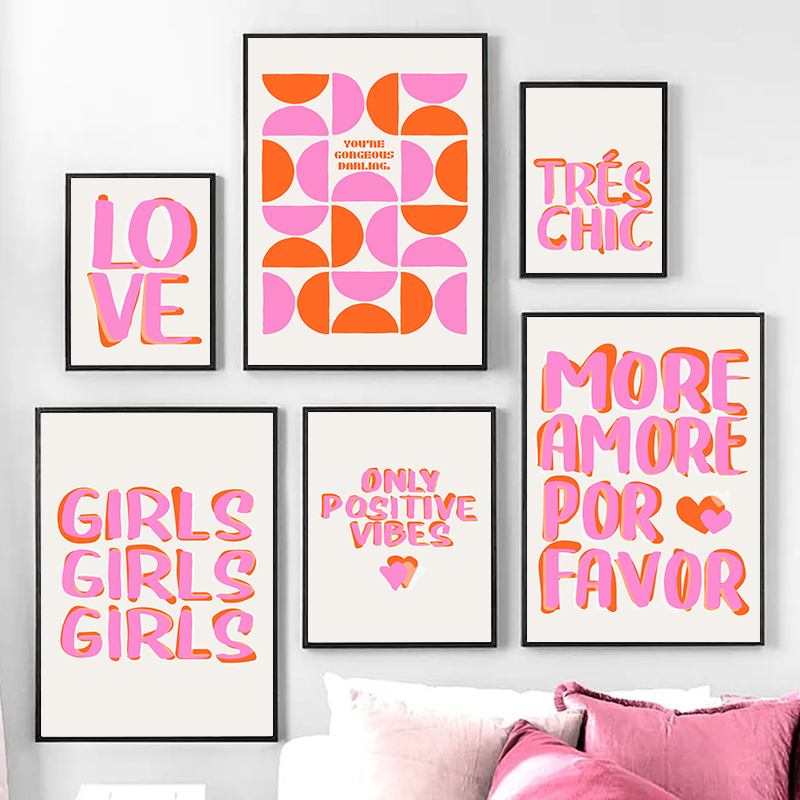 Resin Art Quotes - Nordic Only Positive Vibes Girls Pink