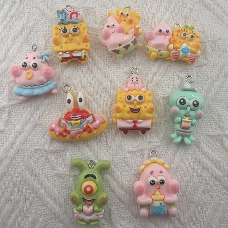 Resin Art Earrings - 10pcs cartoon resin pendant, DIY jewelry