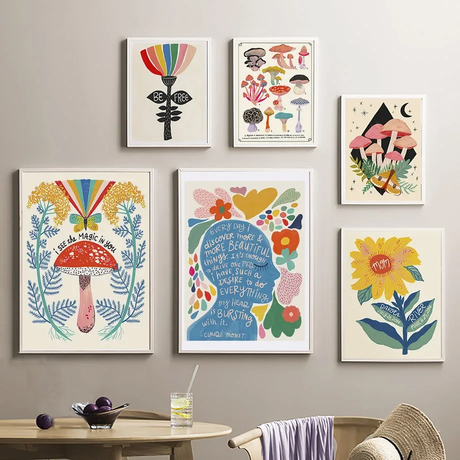 Resin Art Quotes - Boho Mushroom Butterfly Sunflower Quote Abstract