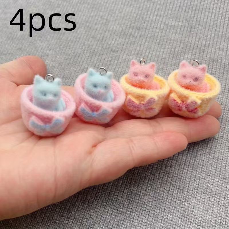 4pcs 3D plush resin cat pendan - огляд і ціна Resin Art Earrings