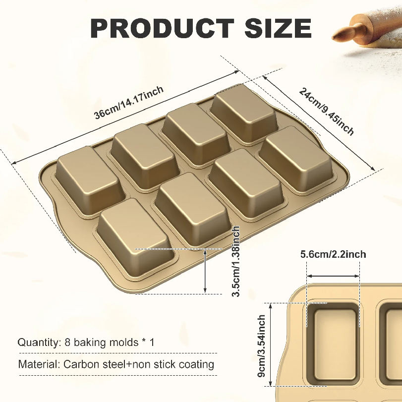 Non Stick Cupcake Cake Pans 8  - огляд і ціна Tray Mold Rectangle