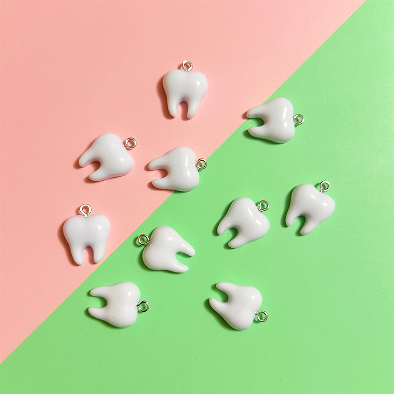10pcs Cute White Teeth Resin P - огляд і ціна Resin Art Earrings