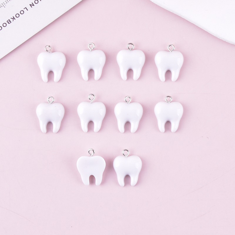 10pcs Cute White Teeth Resin P - огляд і ціна Resin Art Earrings