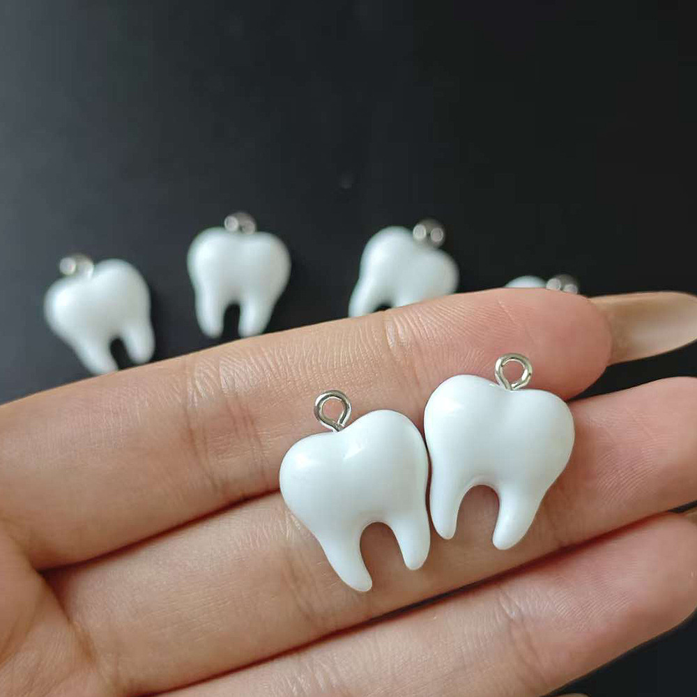 10pcs Cute White Teeth Resin P - огляд і ціна Resin Art Earrings