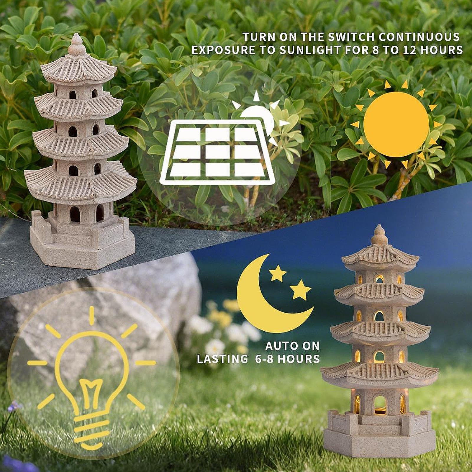 Solar Pagoda Lantern Garden St - огляд і ціна Resin Art Lamp