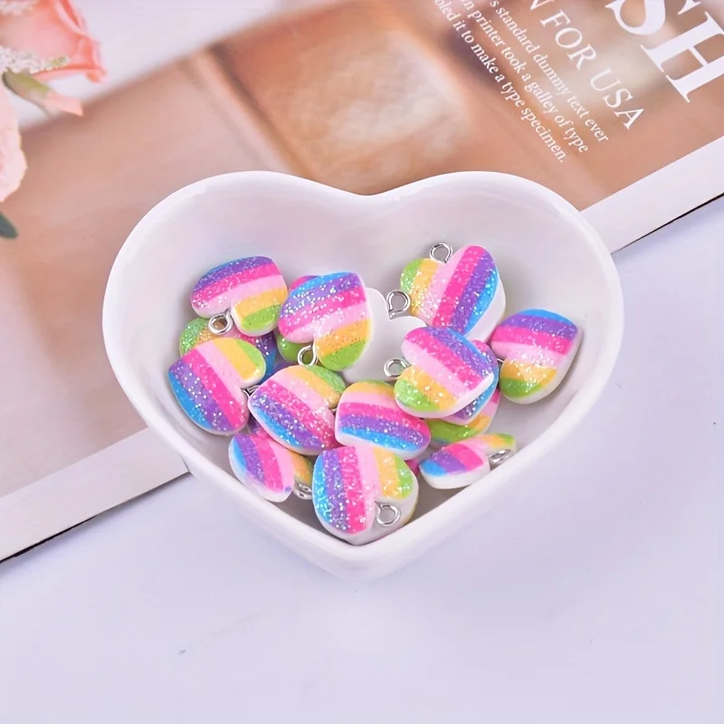 10Pcs Colorful Heart Resin Cha - огляд і ціна Resin Art Earrings