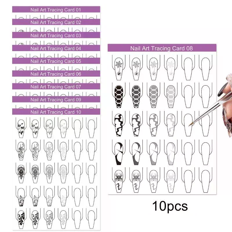 10pcs Nail Art Lines Practice  - огляд і ціна Resin Art Guide Free