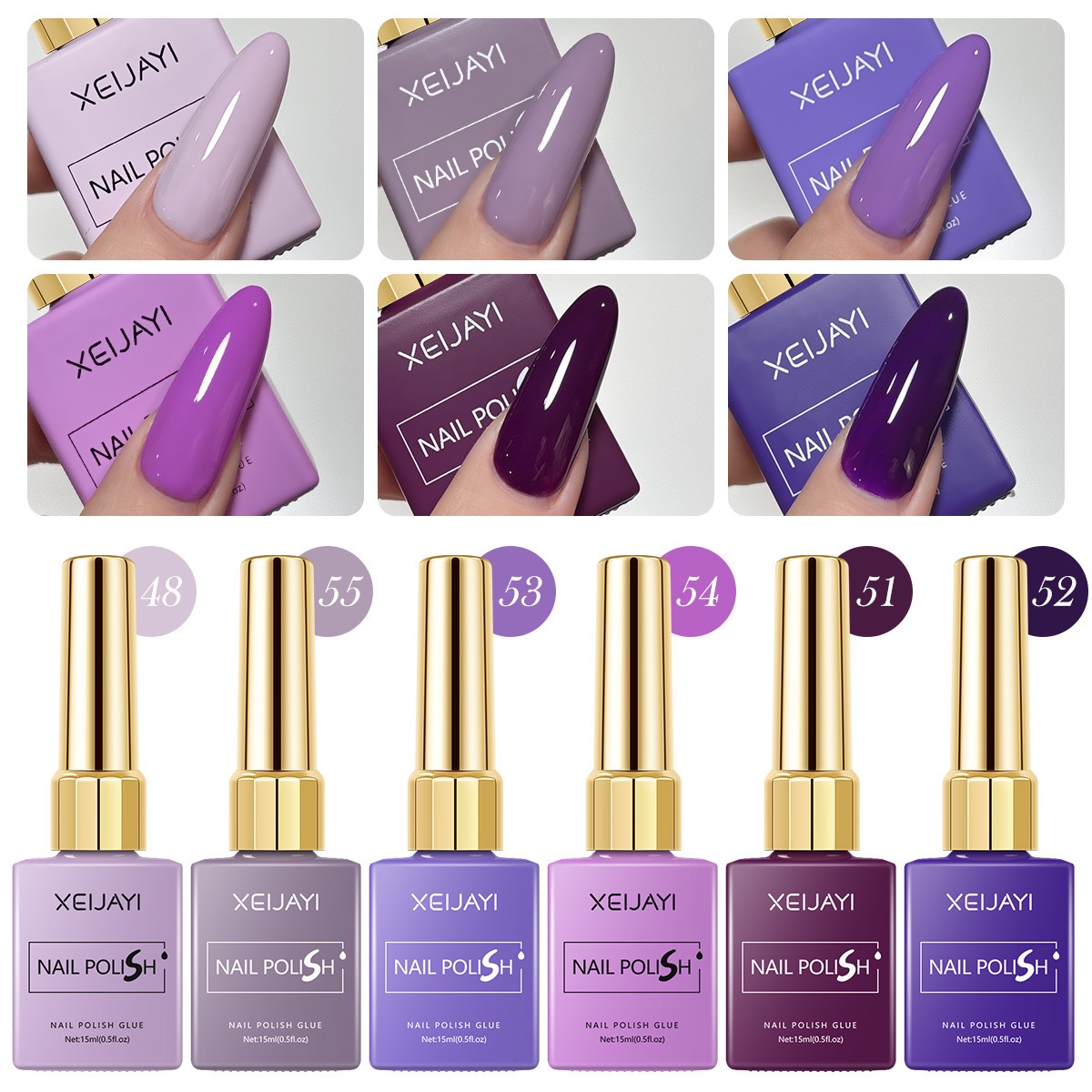 6PCS/SET 15ml Gel Nail Polish  - огляд і ціна Resin Art Purple