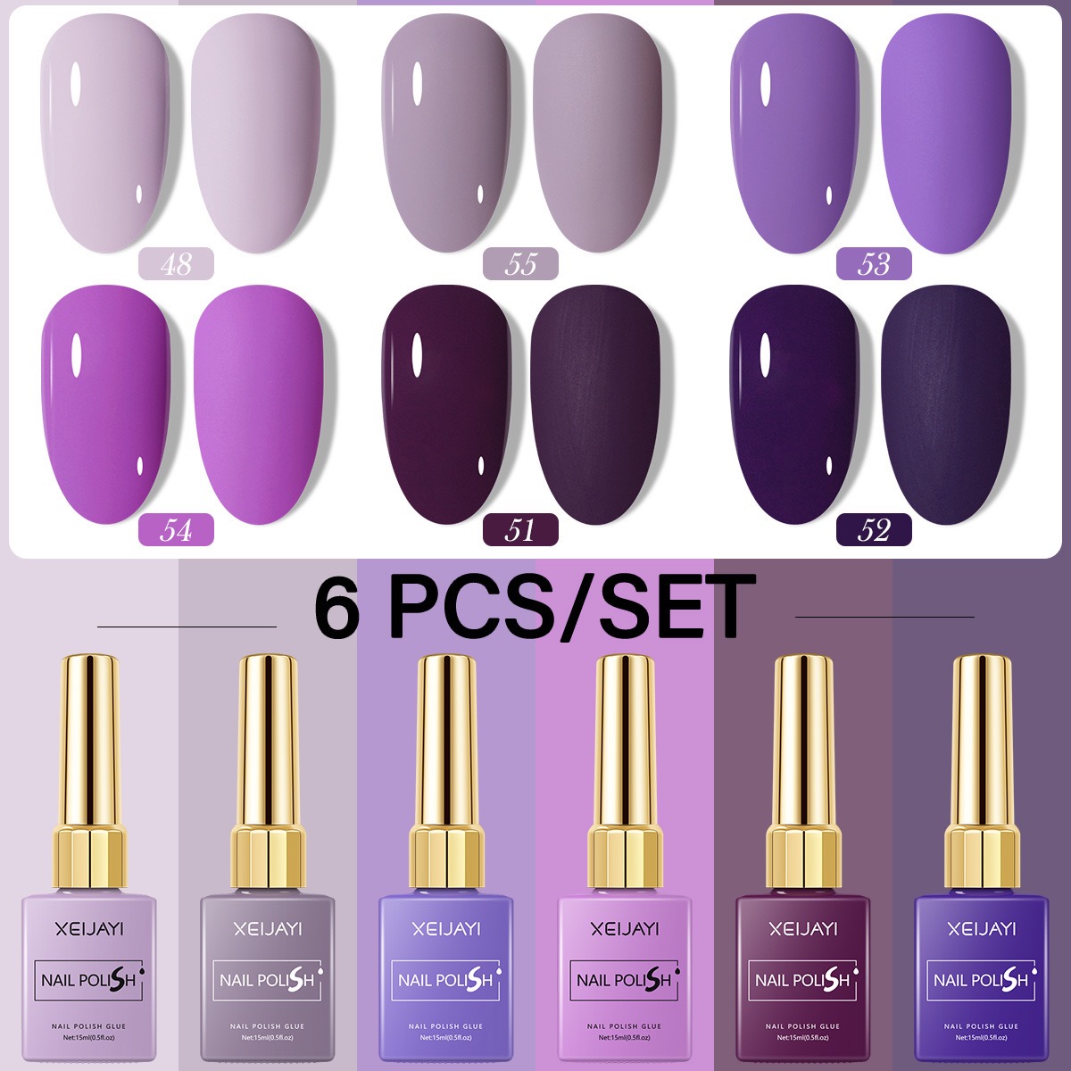 6PCS/SET 15ml Gel Nail Polish  - огляд і ціна Resin Art Purple