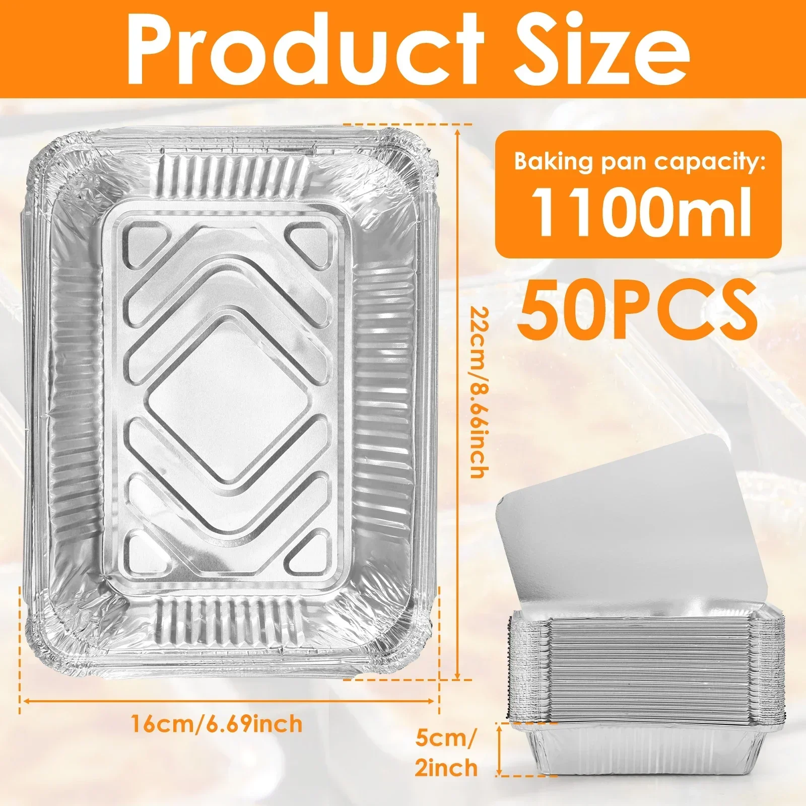 50/100pcs Aluminum Foil Trays  - огляд і ціна Tray Mold Rectangle