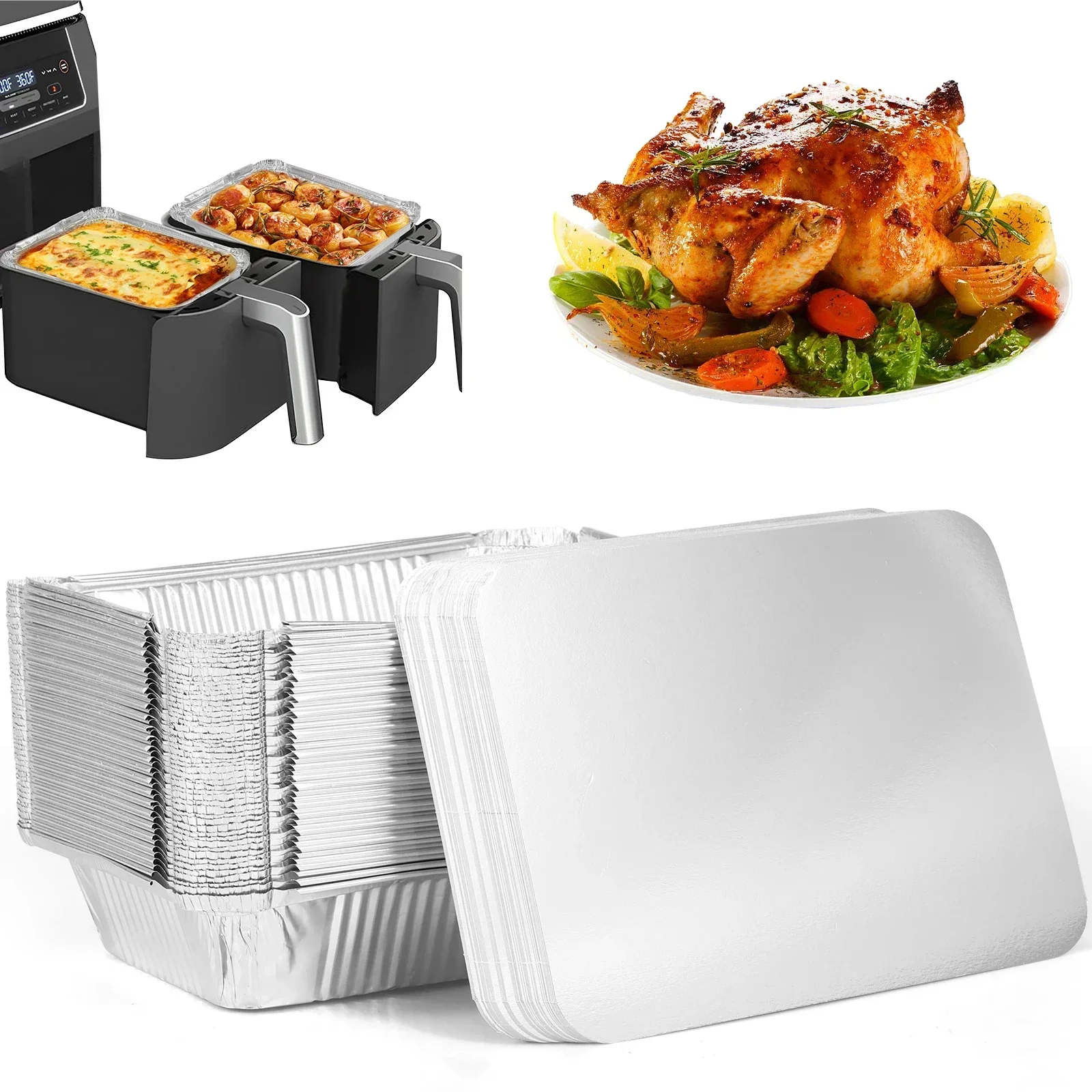 50/100pcs Aluminum Foil Trays  - огляд і ціна Tray Mold Rectangle