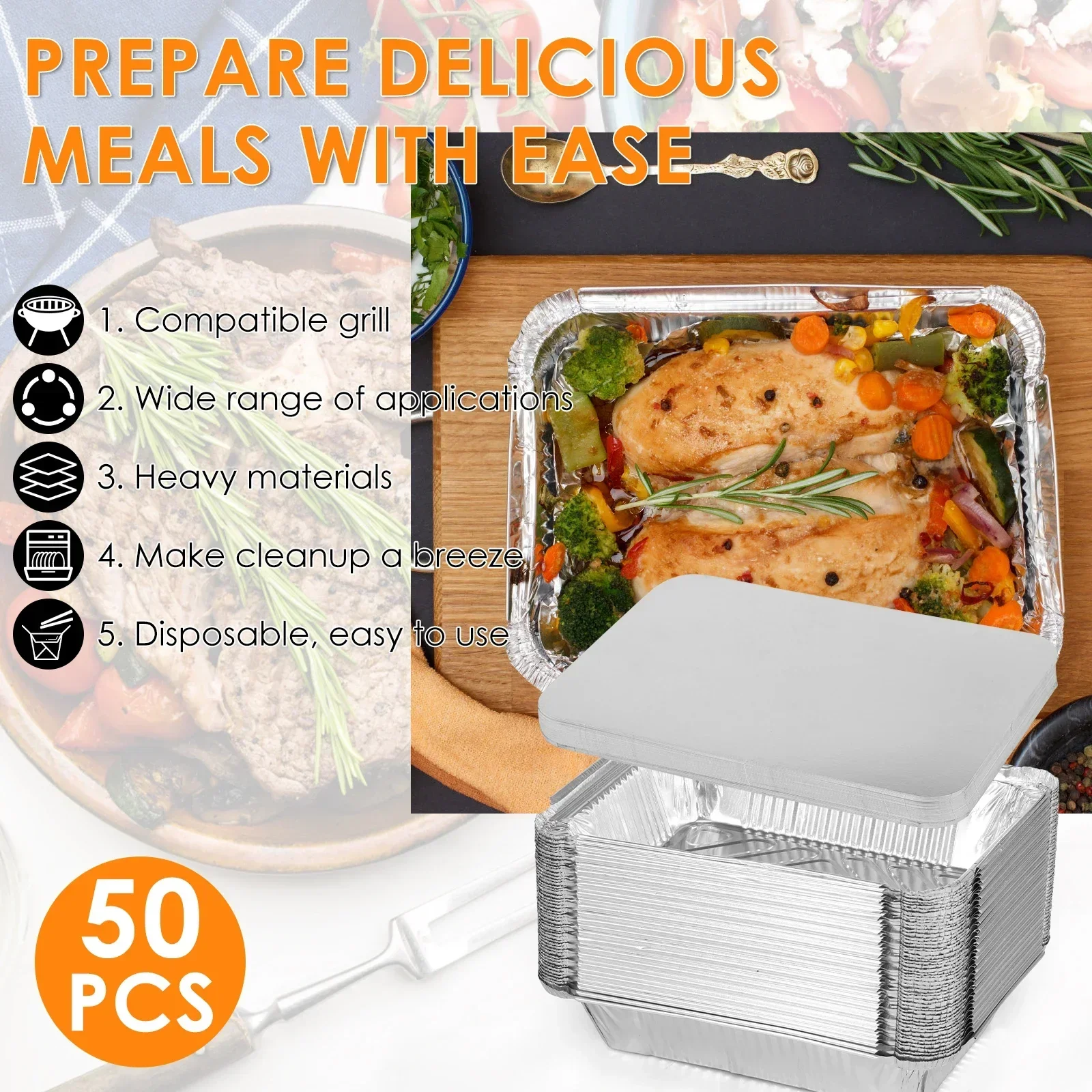 50/100pcs Aluminum Foil Trays  - огляд і ціна Tray Mold Rectangle