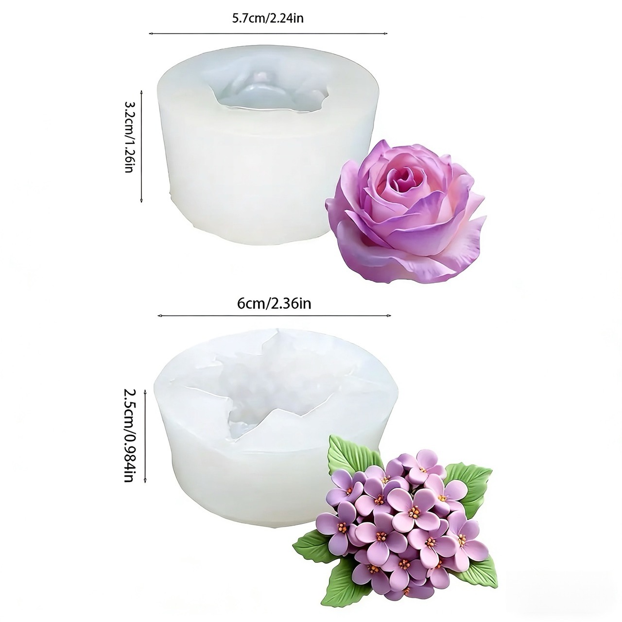2-Piece 3D Rose and Lilac Sili - огляд і ціна Resin Art With Rose