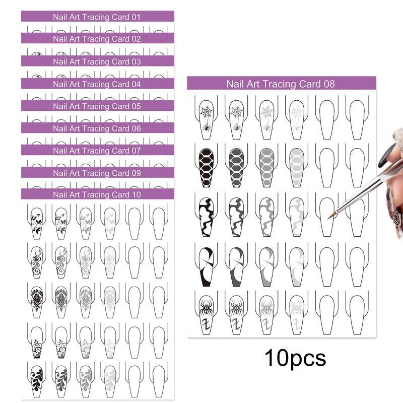 10pcs Nail Art Lines Practice  - огляд і ціна Resin Art Guide Free
